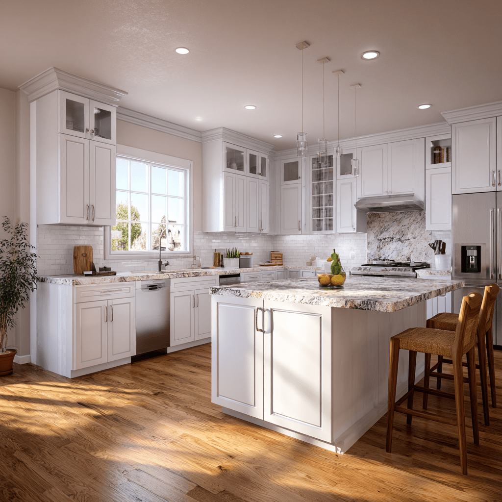 Los Angeles kitchen showing cabinet refacing vs cabinet replacement results.